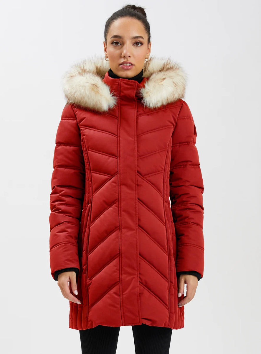 Point Zero Women's MINERVA Fur Trim JacketRuby Red Moonbeam Country
