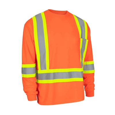 Forcefield Hi Vis Bamboo Fabric Crew Neck Long Sleeve Safety