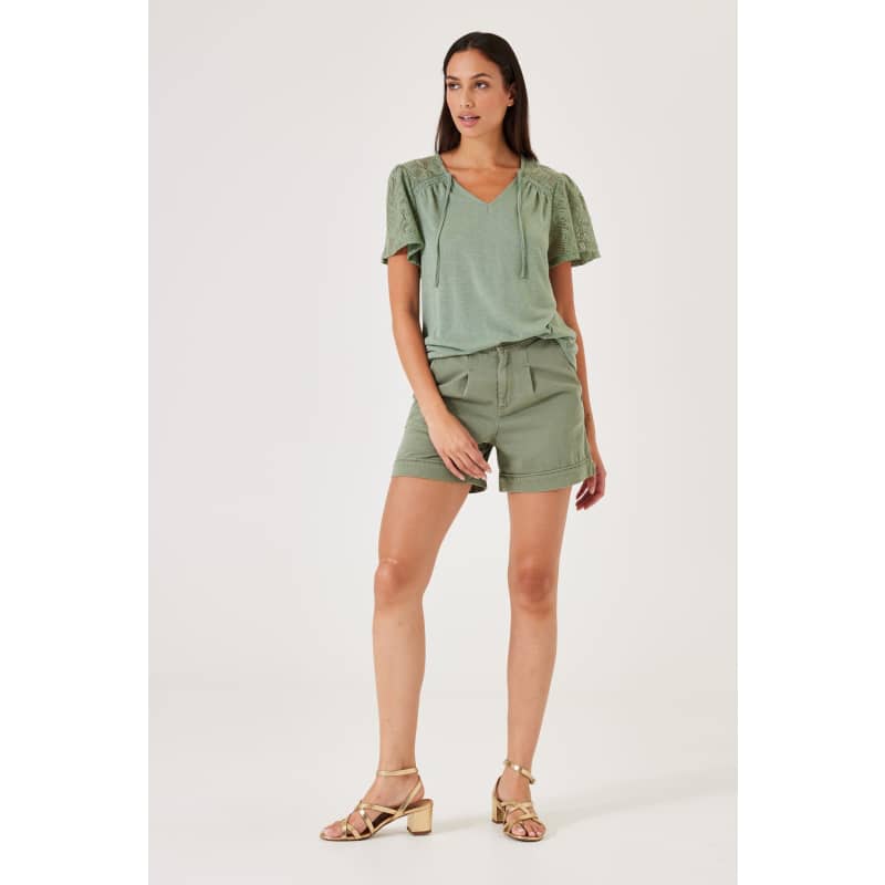 High waisted olive sales shorts