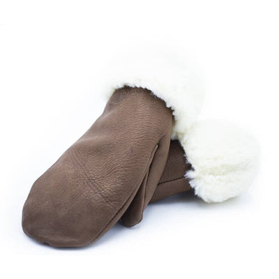 Hides In Hand Deerskin Leather Lined Mitt with Roll Over