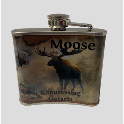 Kapuskasing Moose Narative Flask-5oz - Souvenirs