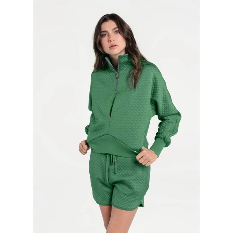 Lole Women's Quilted Air Layer Half Zip Top - Basil – Moonbeam