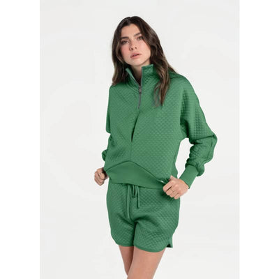 Lole Women’s Quilted Air Layer Half Zip Top - Basil - X