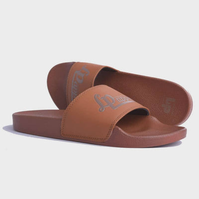 L&P Apparel Kids Slide Sandals-Brown - 8K / Black + White -
