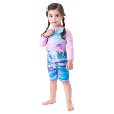 Nano Girls’ Waves One Piece Rashguard Swimsuit 6-24M - 6-9M