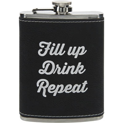Pavilion Fill Up - PU Leather & Stainless Steel 8 oz Flask -
