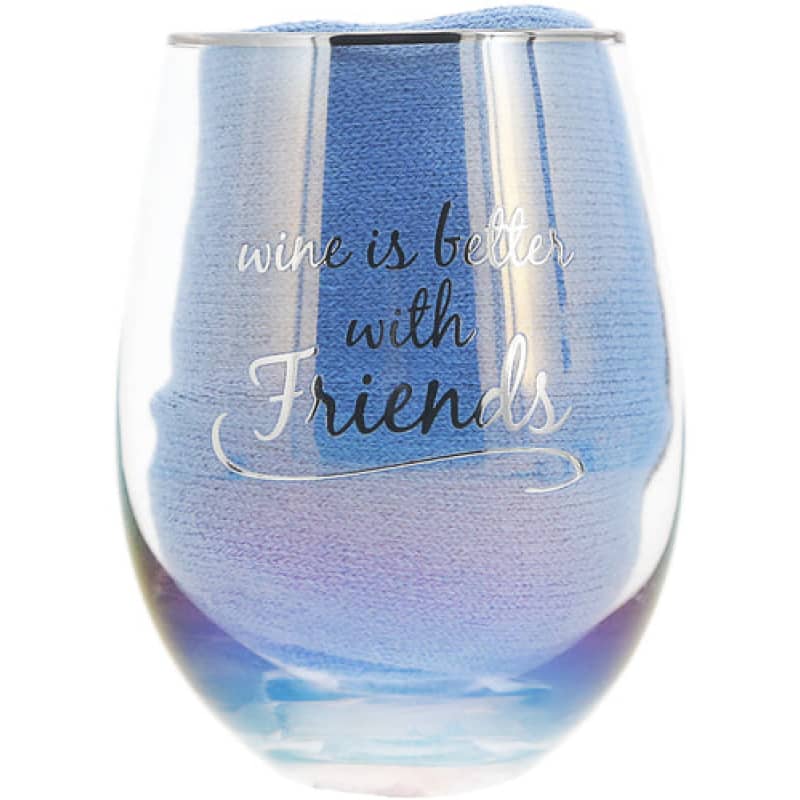 Friends, 18 oz Stemless Wine Glass - Rosy Heart - Pavilion