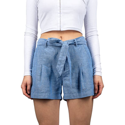 Silver Jeans Linen High Waisted Shorts With Self Tie -