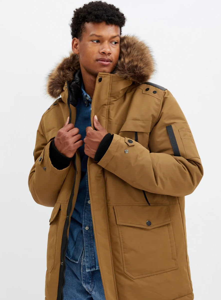 Mens khaki parka top