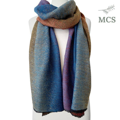 Caracol Large Riffled & Soft Ombre Pattern Scarf - Mix - 