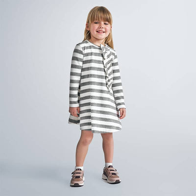 Mayoral Striped Dress With Decorative Ruffle - Toddler Girls