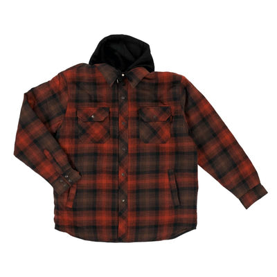 Tough Duck Fooler Front Quilt Lined Flannel Hooded Shirt 