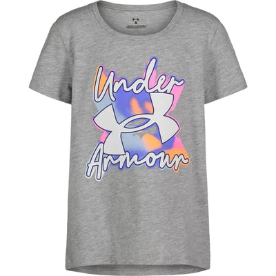 Under Armour Girls’ UA Ombre Blobs Script Logo Short Sleeve 
