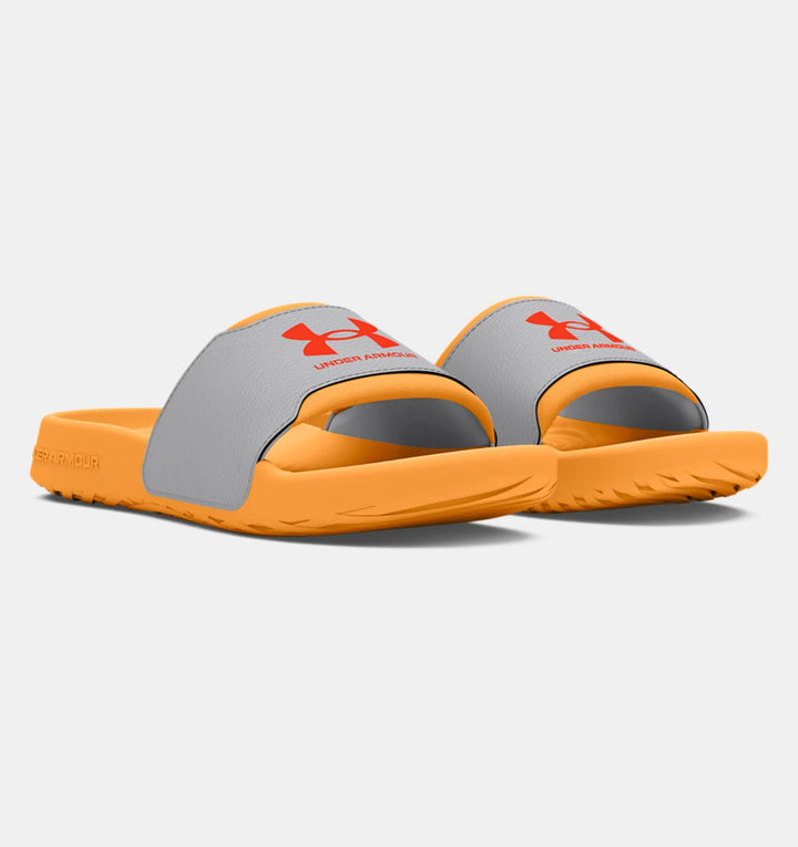 Under Armour Boys UA Ignite Select Slides Nova Orange Mod Gray