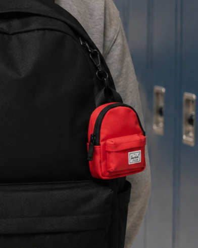dark red herschel backpack Classic Bag Charm Fancy Lace Fabric Size:2 1/2 inch - 1/4 oz Cling Mag Grab - The zipper closure ensures