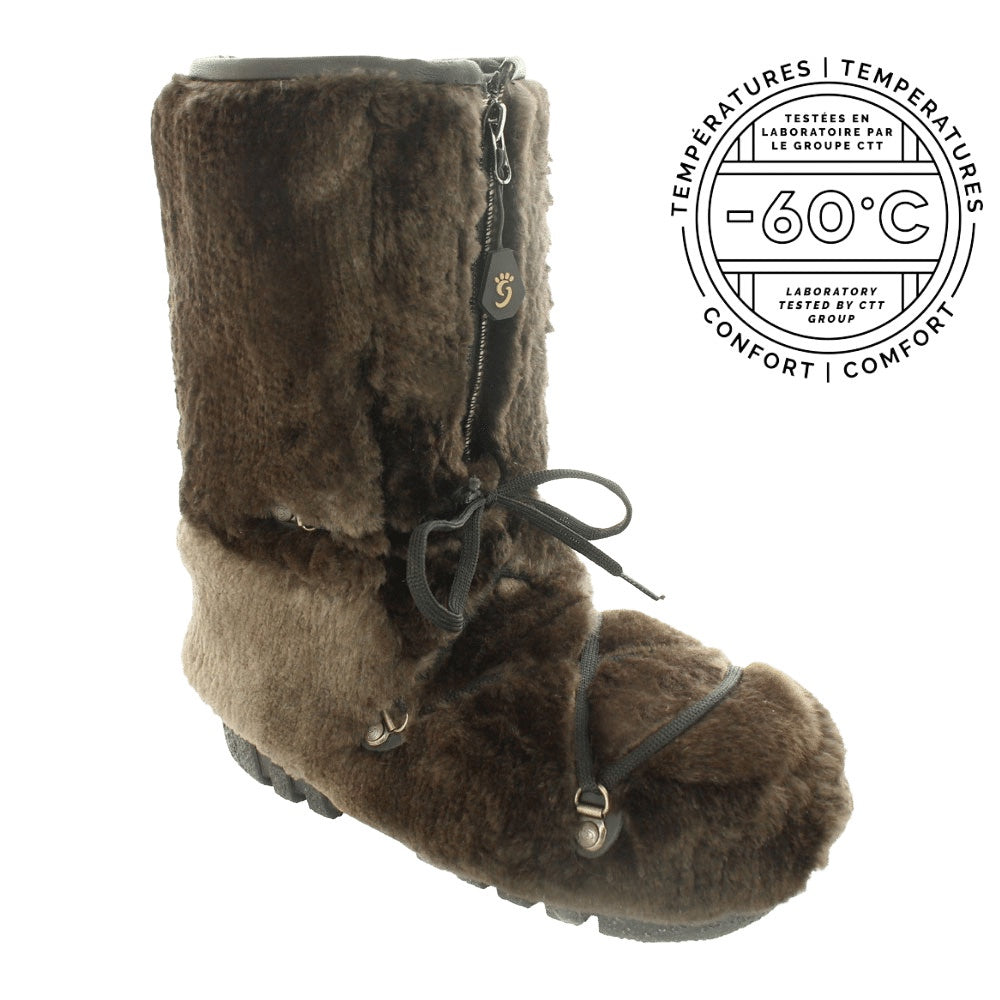 Fourrures Grenier Natural Shaved Beaver Fur Boots 60 C Brown