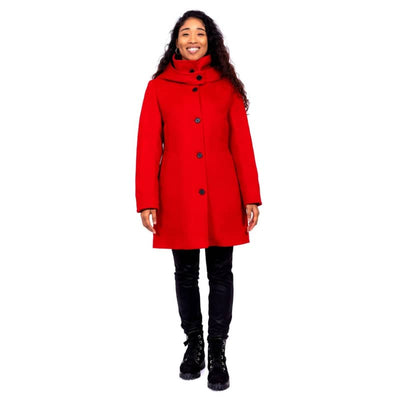 Desloups Women’s Classic Wool Fitted Coat - Medium / Red -