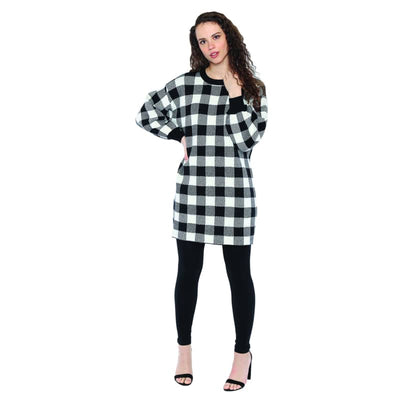 En/Kay Women’s Checkered Crewneck Sweater Dress - Small /
