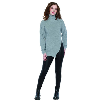 En/Kay Women’s Long Turtleneck Sweater with Side Slit -
