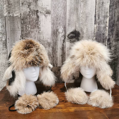 Fourrures (Furs) Audet Women’s Lynx Fur Hat with Pompoms - 