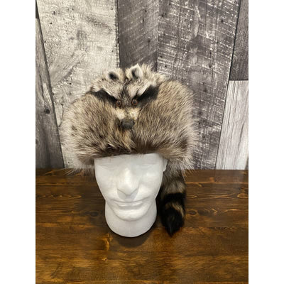 Fourrurres (Furs) Audet Davy Crockett Hat with Raccoon Face