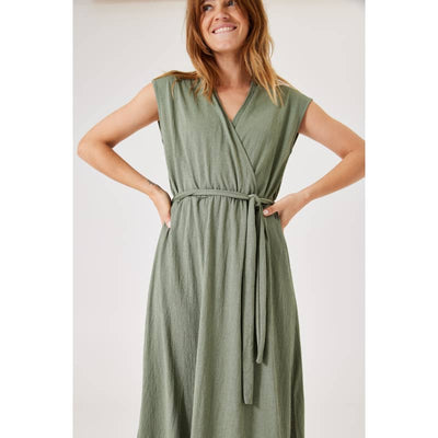 GARCIA WOMEN’S OLIVE GREEN WRAP DRESS - X Small / Sea