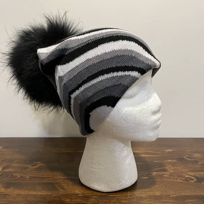 Lindo F Madison Greyscale Hat/Black Pom - Women