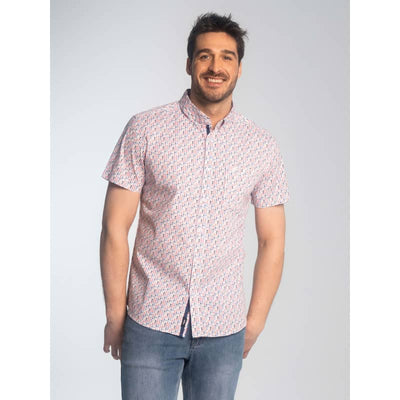 LOIS MEN’S HUDSON SS PRINTED BUTTON DOWN SHIRT WITH CHEST