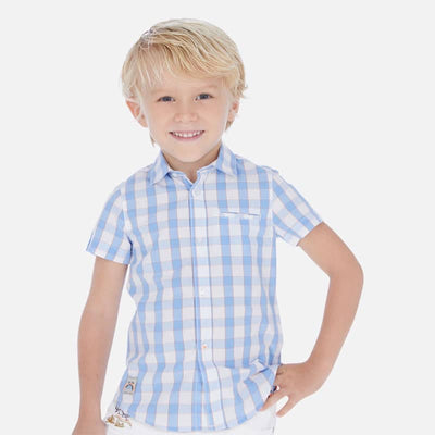 Mayoral Short Sleeve Gingham Shirt - Toddler Boys 2-7Y