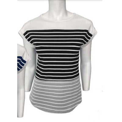 Motion Women’s Striped Colorblock Short Sleeve Top - X Small