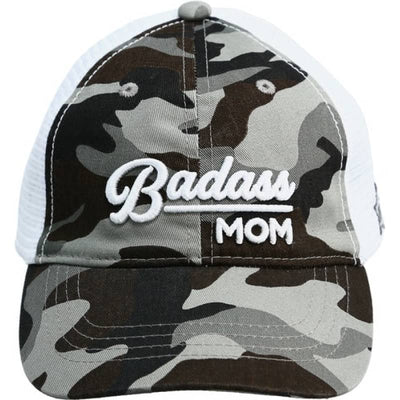 Pavilion Badass Mom - Gray Camo Adjustable Mesh Hat - Women