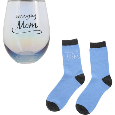 Pavilion Mom - 18 oz Stemless Glass & Sock Set - Women
