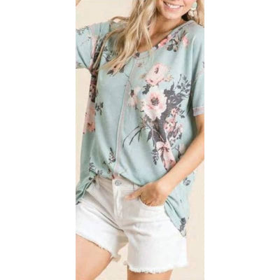 Point Zero Women’s V-Neck Short Sleeve Floral Top - X Small