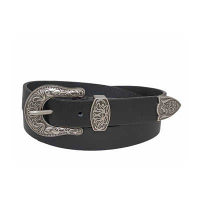 Silver Jeans Woman’s Genuine Leather Belt With Lotus Design