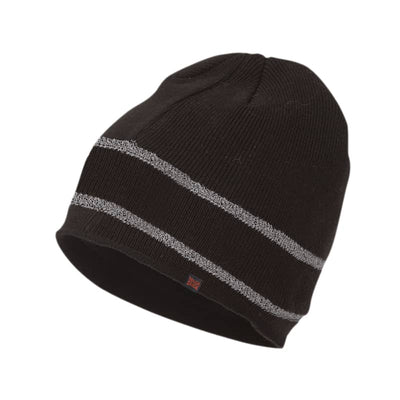 Tough Duck Acrylic Knit Cap with Reflective Stripe - Black -