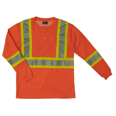 Work King L/S Safety Henley Shirt with Segmented Stripes - 