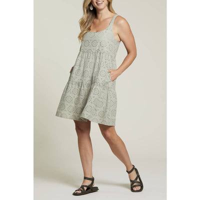 TRIBAL WOMEN’S LINED SLVLESS TIERED DRESS - Small / Bay Leaf
