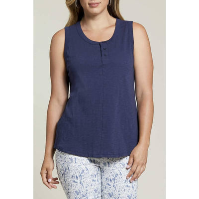 TRIBAL WOMEN’S TANK TOP WITH BUTTONS - Small / Deep Blue -