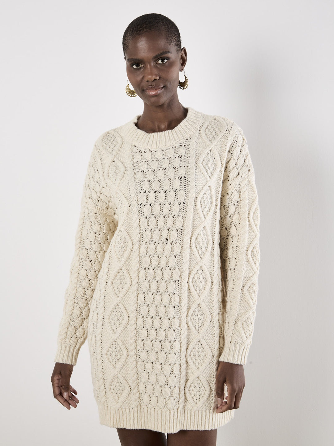 Mr Fog Root Beer Vape Apricot Cable Knit Oversized Sweater Dress Mr Fog Root Beer Vape Apricot Cable Knit Oversized Sweater Dress