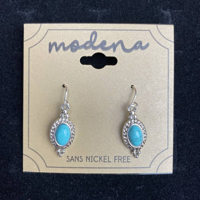 Vanity Fashions Silver Retro Dangle With Turquoise Matrix 