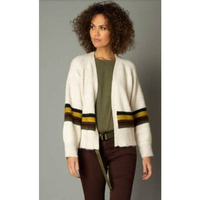 Yest Women’s Odes Open Front Cardigan with Contrast Stripes