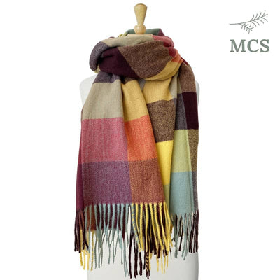 Caracol Plaid Pattern Scarf - MUL - Women