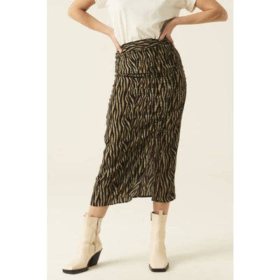 Garcia Women Zebra Print Long Skirt - X Small / Forest 