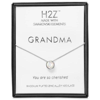 H2Z Grandma White Opal - 16 - 17.5 Rhodium Necklace - White 