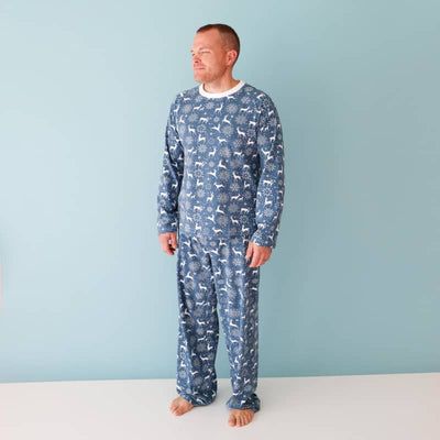 Lola & Taylor - Wanderlust Deer Blue Men’s 2pc Pajama Set - 