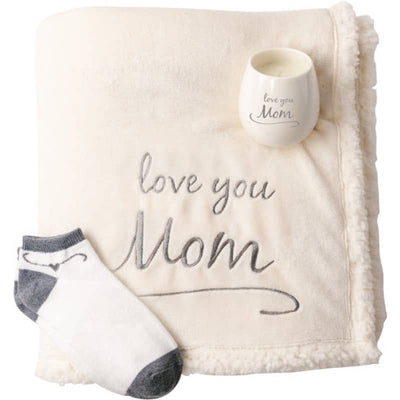 Mom - 42 x 50 Sherpa Lined Royal Plush Blanket Gift Set - 
