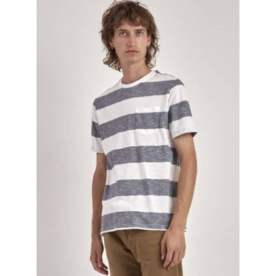 Point Zero Crewneck Jersey T-shirt with Rugby Stripes - Men