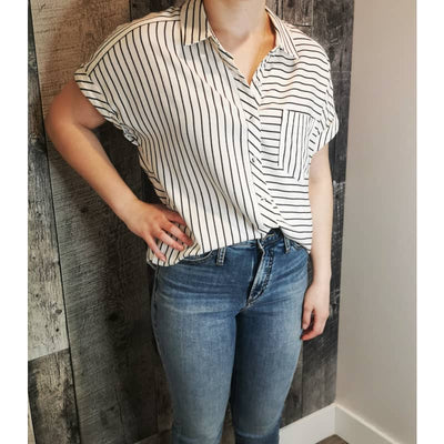Point Zero Women’s Short Sleeve Striped Blouse - Small / 