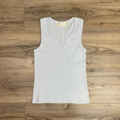 RD Style Women’s Ribbed Knit Tank Top - X Small / Airy Blue 