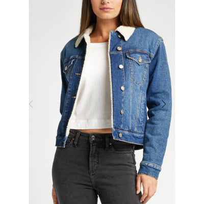Silver Jeans Selena Sherpa Denim Jacket - Women